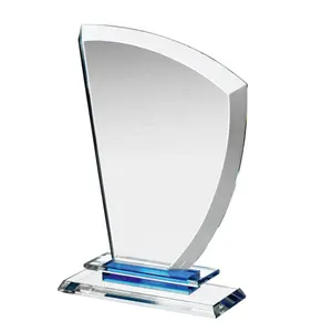 Atacado de fábrica personalizado impressão em branco subolmação esportes vidro trofé cristal award