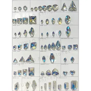 JUNAO alta calidad fábrica precio al por mayor diferentes formas de cristal AB Color Flatback Cristal Diamantes de imitación para ropa DIY Nail Art