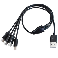 Kabel Splitter 4-in-1 ZEANDA USB Type-C 5A Pengisian Cepat, Pelindung Jalinan Tembaga Berlapis Timah, Selubung PVC, Panjang 0.5M, Komputer Pribadi