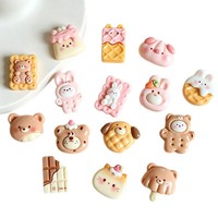 Breloques en résine Ours Lapin Biscuits Alimentation Accessoires DIY pour Chaussures et Coques de Téléphone