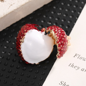 Lychee Fruit Brooch <b>Red</b> Zinc Alloy Women's Fashion Accessory - Product Image 1