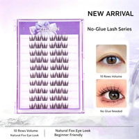 Extensions de cils en grappes pré-collées sans colle, effet naturel, pour pose DIY facile