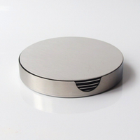 Échantillon gratuit de sous-verre rond en acier inoxydable, moderne, élégant, antidérapant, avec logo personnalisé gravé au laser