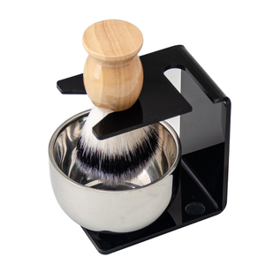 Set ZY 6 pz. Nero in Acrilico per Rasatura: Supporto per Rasoio, Ciotola in Acciaio 201, Spazzola in Corno di Faggio + Nylon, 20 Lame, Legno – Ideale per Salone, Barbiere, Toelettatura - Product Image 6