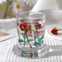 Lilin Jelly Bunga Kering Mawar Daisy Kecil dalam Stoples, Aromaterapi Romantis, Hadiah Natal & Hari Valentine, Lilin Wangi Kreatif DIY