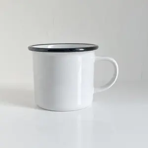 300ml Black Rim Blank White Ceramic Personalize Mug Printed Mug souvenir cup with Handle For Drinking Coffee Tea