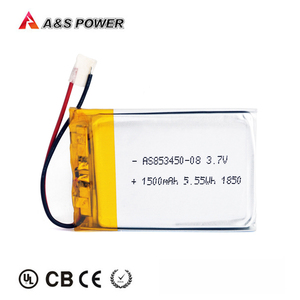 Rechargeable lithium polymer battery 3,7 V 1500 mAh 853450 lipo battery with UL1642/IEC62133/KC/UN38.3 certificates - Product Image 2