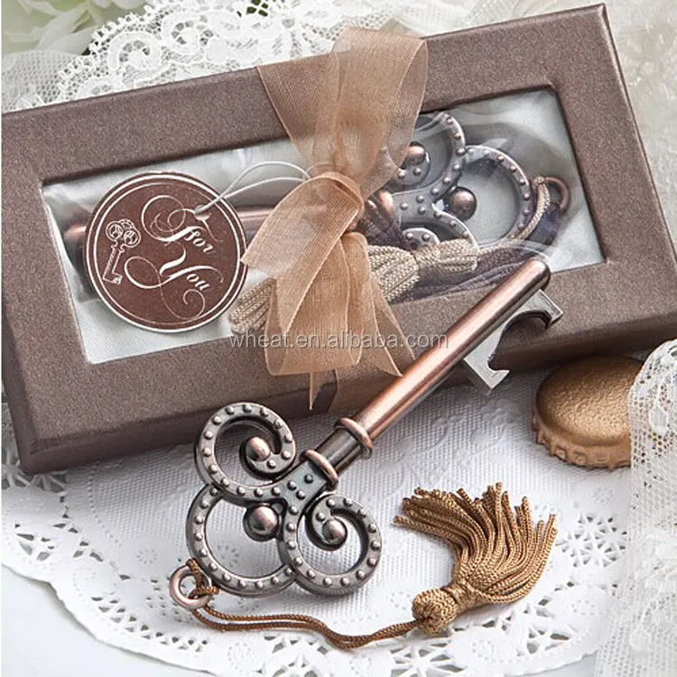 China Factory Personalized Wedding Party Souvenir Bronze Vintage Skeleton Key Bottle Opener For Gift