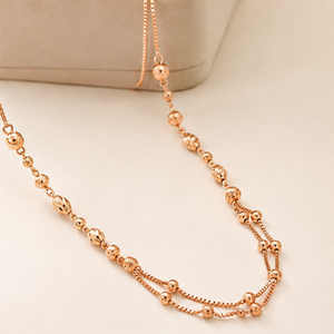 Collier en or rose pour femmes, chaîne élégante à double couche avec perles, pour mariée, fête de mariage, cadeau élégant, accessoire de bijoux pour filles - Product Image 3
