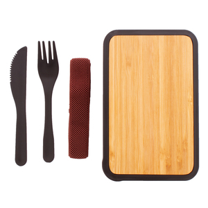 Tái Chế PP Nhựa Hộp Ăn Trưa Tre Bìa Hộp Ăn Trưa Bộ Đồ Ăn Bộ (Dao Và Nĩa) Và Sợi Tre Đàn Hồi Bento Hộp 500Ml - Product Image 3