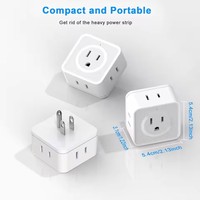 DIHAO Multiprise 5 Voies, Extension de Prise Murale, Petit Répartiteur de Prise Électrique pour Voyage, Maison, Bureau, Dortoir