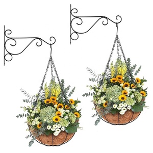 Kim loại Treo Giỏ trồng với Dừa Xơ dừa lót vòng dây nhà máy giỏ ngoài trời wicker cây hình dạng Kim Loại Nhà máy đứng - Product Image 1