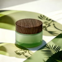 Pot en verre givré mat avec couvercle en bambou, personnalisable avec logo et coffret cadeau, respectueux de l'environnement, pour crème, emballage cosmétique