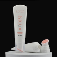 Bouteille en PE blanche vide de 100 ml de haute qualité avec tête de brosse en silicone pour emballage cosmétique de lait nettoyant – Vente en gros