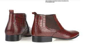 Stivali da uomo realizzati in pura pelle da Europa e America. Scarpe alte. Scarpe formali a punta con motivo in pietra - Product Image 4