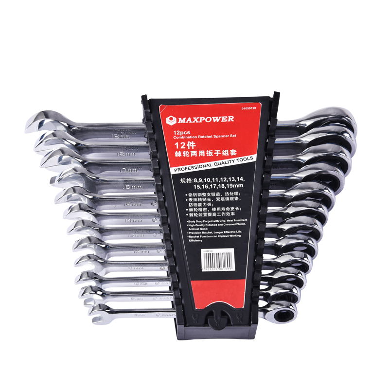 Industrial Grade Open-end Metric Spanner CR-V Wrench Set MAXPOWER 12pc Combination Ratchet Wrench Set Industrial Grade Open-end Metric Spanner CR-V Wrench Set MAXPOWER 12pc Combination Ratchet Wrench Set