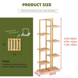 庭のための6階建て屋内/屋外竹と木の角の植物スタンド工場直送植木鉢ラック - Product Image 5