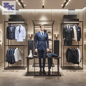 Abiti da uomo di fascia alta espositore con led in venature del legno design per abiti da uomo <span class=keywords><strong>negozio</strong></span> - Product Image 6