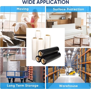 Plastic Warp Film High Quality Transparent Stretch Film Roll Clear Plastic <b>Wrap</b> <b>for</b> <b>Pallet</b> Wrapping Shipping Moving - Product Image 3