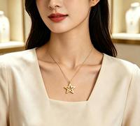 Collier Étoile de Mer en Acier Inoxydable, Pendentif Étoile de Mer Plaqué Or 18 carats, Bijoux Hypoallergéniques, Vente en Gros, Collier Thème Marin