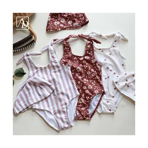 Aide 2024 New Girls Swimwear Baby One Piece Sling Swimsuit Blue Pink Print Cute Beach Swimwear maillot de bain pour enfants