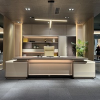 Ensemble de bureau de direction en bois moderne de luxe à finition brillante, durable, élégant, écologique, mobilier de bureau ergonomique pour la maison et la villa