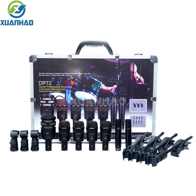 Hot Sale DP72 Drum Microphone 7-Piece Kit Condenser Noise Cancelling Mics for Drums Toms Kick Snare with Carry Case