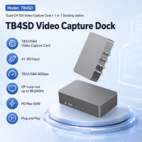 Tarjeta de Captura de Cámara Thunderbolt3 USB4 4CH SDI 1080P60 8K con Salida DP, Conexión en Cadena, Alimentación PD60W, Base de Captura MP4 de Aluminio