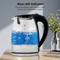 Bouilloire électrique en verre borosilicate avec base sans fil, arrêt automatique, ébullition rapide, contrôleur FADA pour voiture, camping-car, hôtel, chambre d'hôtes