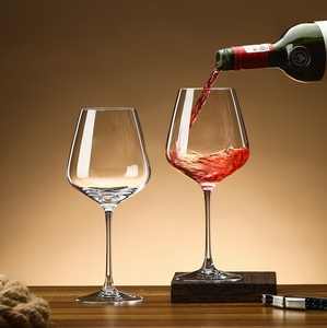Lot De 6 Bols à Vin Soufflés à La Main – Vert, Tige Transparente, 25 Cm