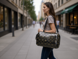 Borsa a tracolla in plastica con monogramma e chiusura con cerniera per donna, per tutte le stagioni - Product Image 2