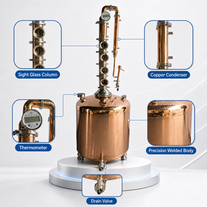 Distillateur d'alcool continu Teve 200L haute performance en cuivre/acier inoxydable pour vin, whisky et <span class=keywords><strong>éthanol</strong></span> - Product Image 3