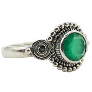 Bague en onyx vert naturel, ajustable, avec pierre précieuse, faite à la main, bijoux de mode pour femmes et hommes, finition lisse - Product Image 1