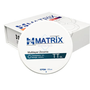 บล็อกเซอร์โคเนียมย้อมสีหลายชั้นแบบ TT-ML ขนาด98*14มม. มีความโปร่งใส54% สำหรับการตัดฟันปลอม cadcam - Product Image 2