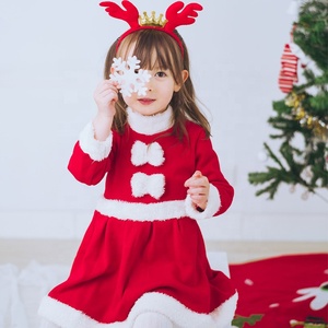 Nuovo Aggiornamento 2026: Costume da Babbo Natale Rosso per Bambine, Abbigliamento per Feste, Vestito Natalizio con Fascia per Capelli e <span class=keywords><strong>Mantello</strong></span> per Halloween - Product Image 2