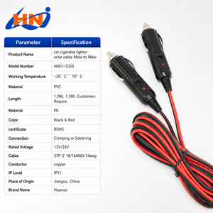 10A Car Cigar Converter Power Adapter Charger Custom Solar Sport Sky Cable 12V Male to Male <strong>Cigarette</strong> <strong>Lighter</strong> Plug - Product Image 2