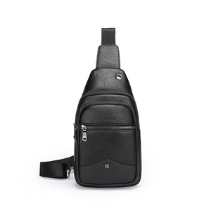 Men's Custom Fashionable <b>Chest</b> Bag Waterproof PU Leather Zipper Closure Crossbody Anti Theft Sling Bag Summer Portable - Product Image 2