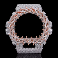 Boîtier de montre en laiton serti de moissanite VVS, compatible avec les montres Casio G-Shock DW6900, pièces de montre de luxe hip-hop, vente en gros
