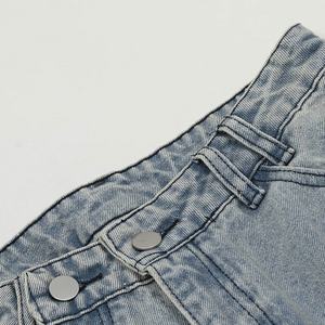 Vaqueros de mezclilla gris vintage de cintura alta para mujer, transpirables, estilo skinny, streetwear con efecto desgastado - Product Image 3