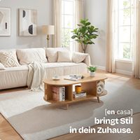 Table basse ronde coulissante en bois massif avec tambour supérieur, style minimaliste moderne pour salon