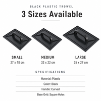 Truelle de plâtrage noire industrielle 27x35CM en plastique avec poignée ergonomique et lame arrondie pour le lissage du mastic mural et du plâtre, grande taille