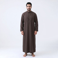 Nouvelle Thobe de style saoudien 2026 pour hommes, Robe arabe musulmane beige à manches longues, Jubba, Vêtement islamique, Qamis, Dishdasha pour Ramadan et Aïd