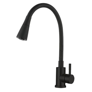 Kitchen Faucet Black Brass Pull Out <b>Spray</b> Deck <b>Mounted</b> Contemporary Design Ceramic Valve Core - Product Image 5