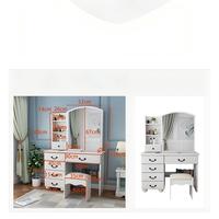 Coiffeuse compacte avec rangement dissimulé, miroir coulissant et tiroirs multiples, pour chambre à coucher et atelier de loisirs créatifs