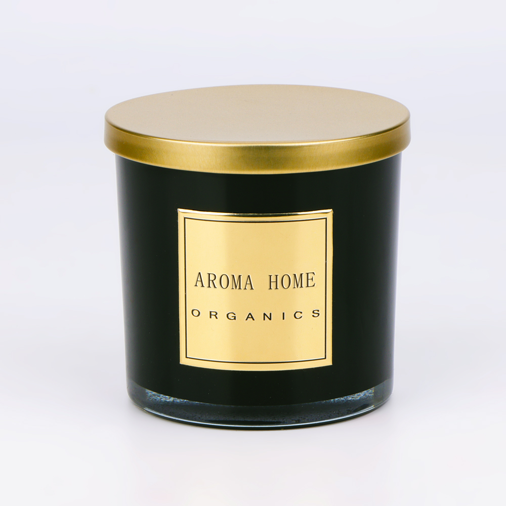 درب فلزی طلایی بطری شیشه ای مشکی موم خانگی شمع سویا لیبل خصوصی 14OZ 400 گرم 0