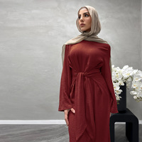Vente chaude Abaya Femmes Robe Musulmane Mode Abaya Dubaï Modeste Cravate Taille Robe Abaya