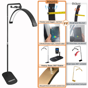 Fosoto Lámpara Multifuncional Dorada de Media Luna para Video y Anillo de Luz para Pestañas, Ideal para Salón de Belleza Facial, Tatuajes, Fotografía y Camas de Pestañas - Product Image 6