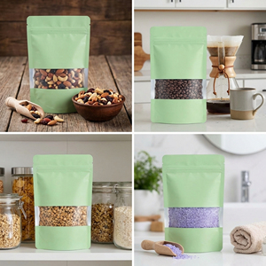 100 Adet Gıda Saklama İçin Mylar Poşetler, Kokuyu Geçirmeyen, Tekrar Kapanabilir Gıda Ambalajları, Küçük İşletmeler İçin Pencereli Dik Duran Poşetler - Product Image 5