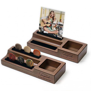 Caja organizadora de púas de guitarra de madera Augioth con soporte de exhibición para púas de guitarra eléctrica y bajo - Product Image 2