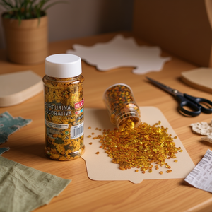 Glitter Decorativo Ilan 100G Colore Oro Paillettes 4mm per Lavori Artigianali - Product Image 3